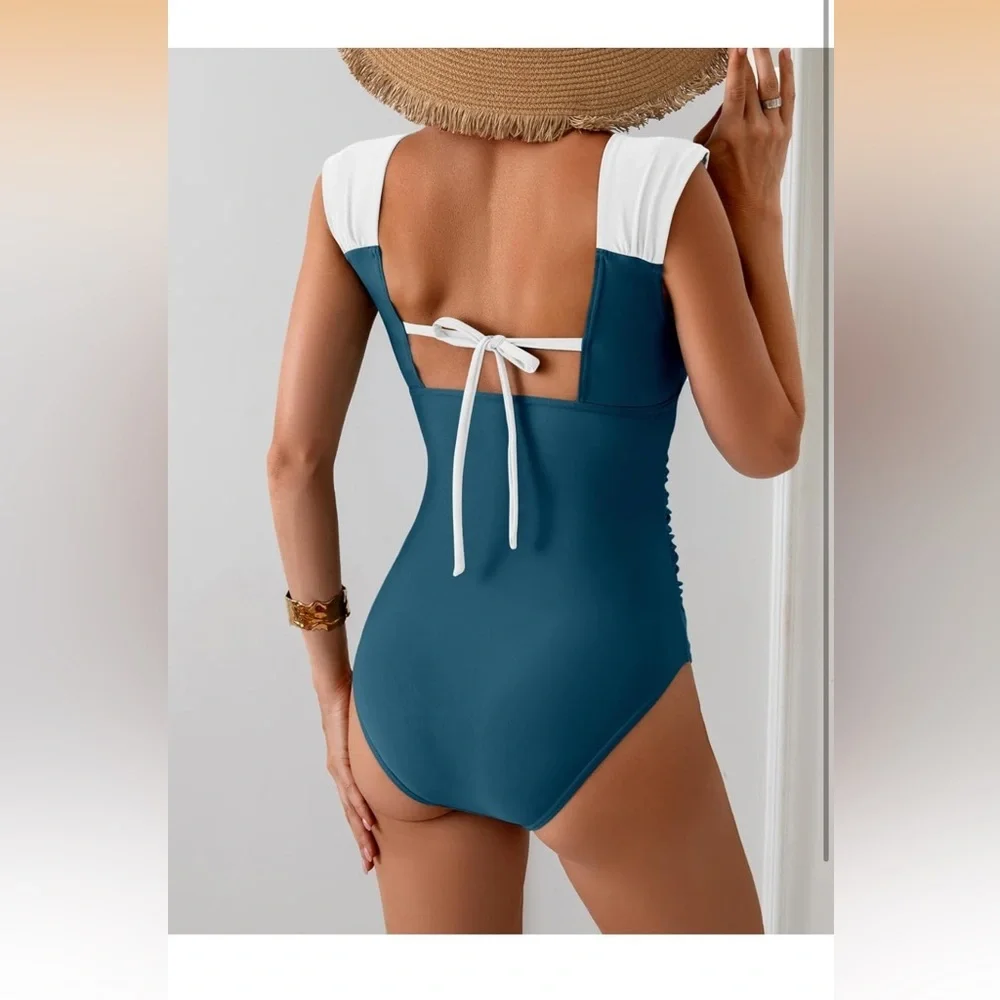 B2prity OnePiece Swimsuit Retro Square Neck Tummy Control full coverage L/284 - Picture 2 of 2